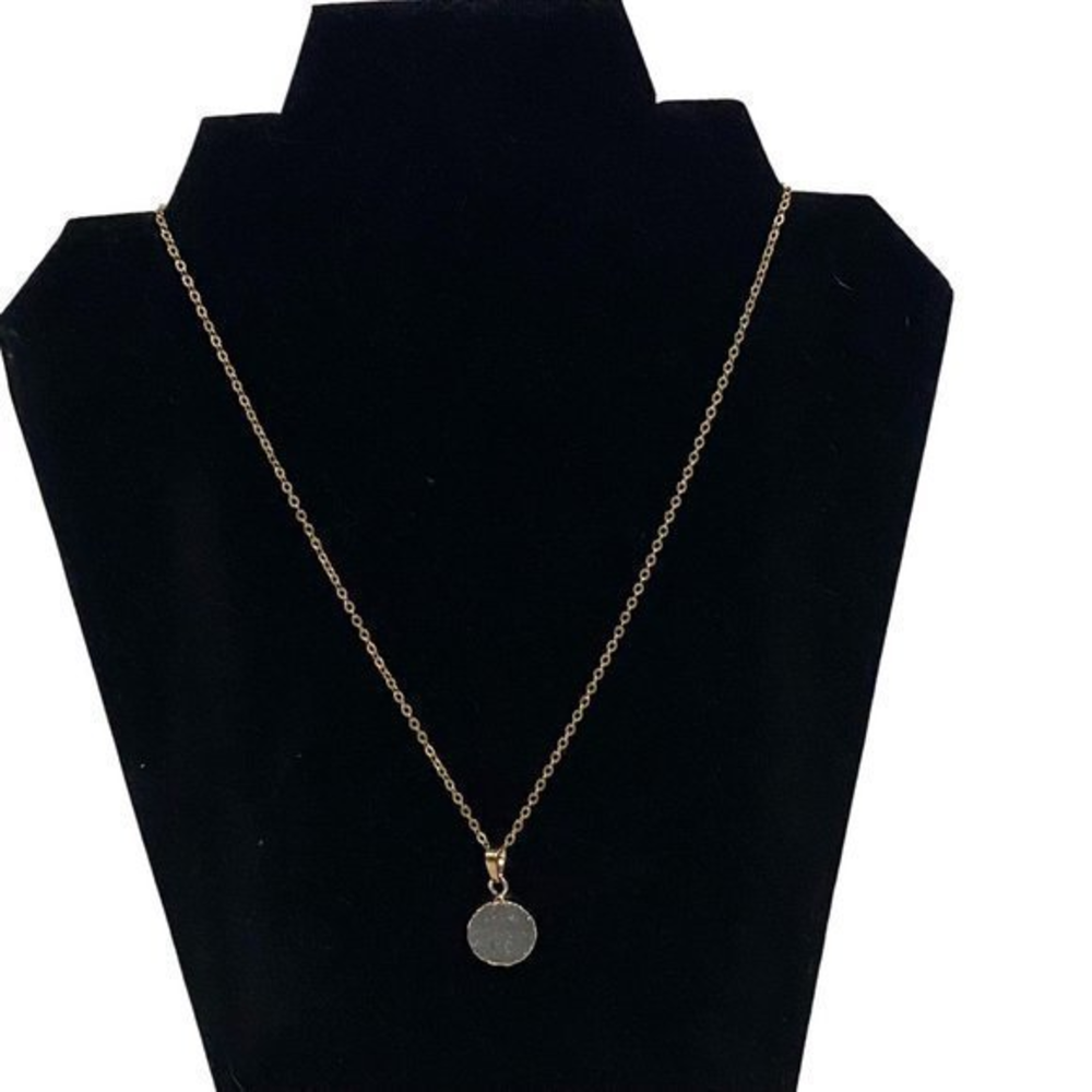 Gold Tone Opaque Druzy Necklace